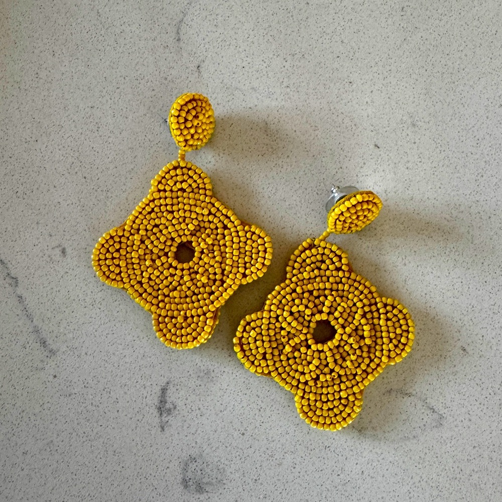 Yellow Beaded Earrings
